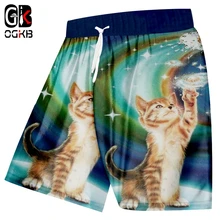 OGKB мужские шорты в повседневном стиле свободные 3D принтованные Пейсли Кот Harajuku больших размеров 6XL одежда Весна бермуды шорты Прямая поставка поставщиков
