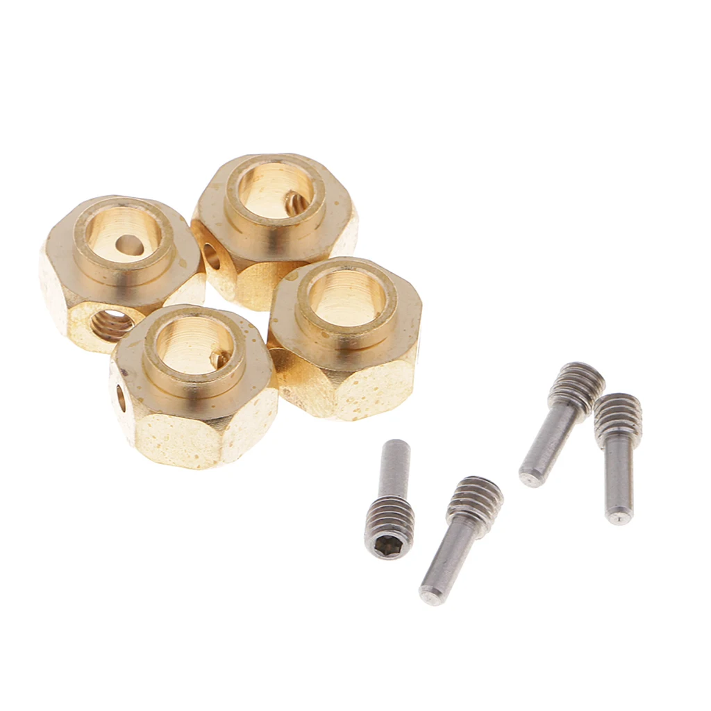 4Pcs 12mm Wheel Hub Brass Hexagonal Adapter Hex Adapter for 1/10 Traxxas TRX4 RC Crawler Truck Car Model