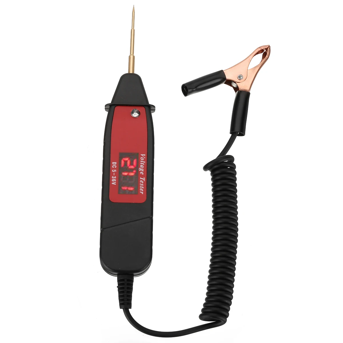 Car Voltage Measuring Tool 1pc Digital LCD Electric Voltage Test Pen Probe Detector Tester LED Light 1.65m Extended Spring Line