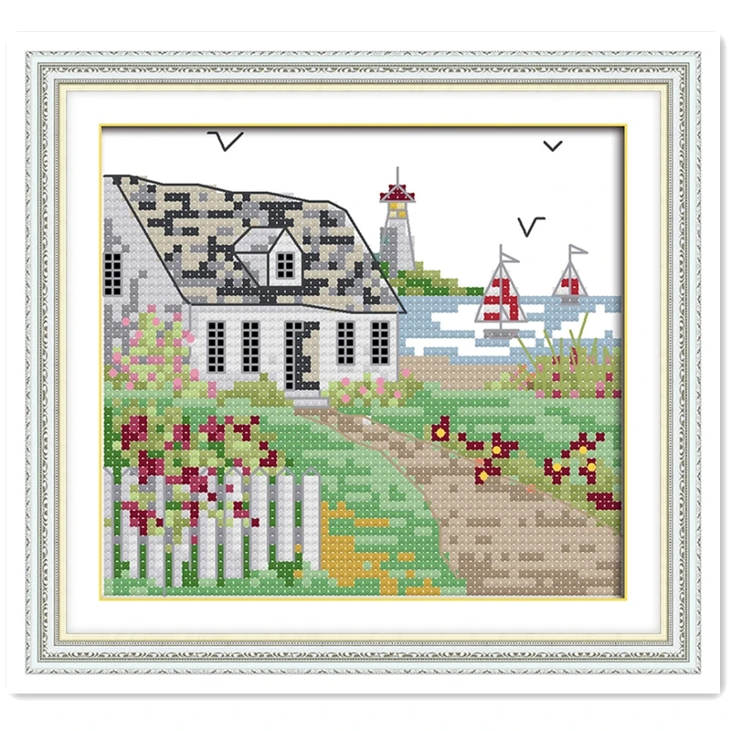 

Cabin Four Needlework Home Decor joy sunday DMC Cross Stitch Fabric Embroidery Cross Set Chinese Counted Cross Stitch Patterns