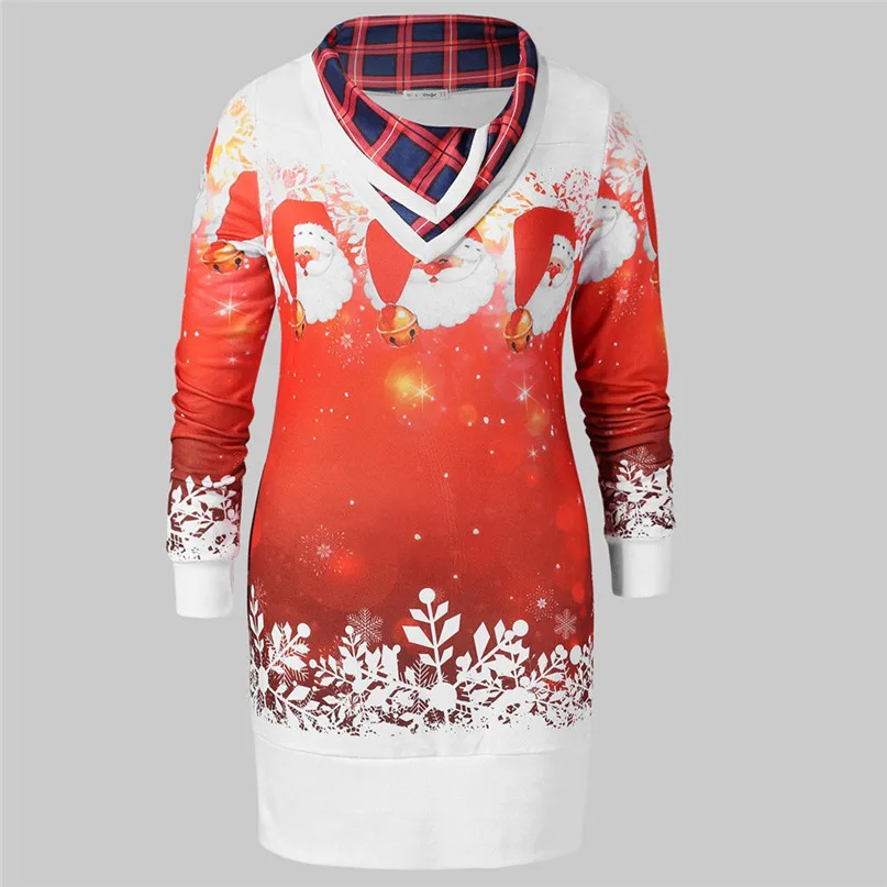 2018 New Women Merry Christmas Santa Claus Printed Tops Cowl Neck Sweatshirt Blouse Sport Sweater Women harajuku #2O18#F (2)