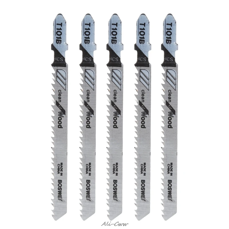 

5Pcs/Set T101B HCS 100mm Jigsaw Blade Clean for Wood T-Shank Jig Saw Blades