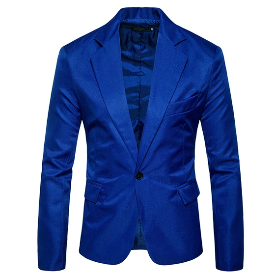 Королевский синий приталенный Блейзер на одной пуговице, мужская куртка, фирменный мужской пиджак с отворотным воротником, повседневные, вечерние, свадебные блейзеры, Hombre 2XL - Цвет: Royal Blue