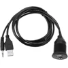 VODOOL Tableau De Bord de Voiture Moto Encastré Panneau USB 2.0 3.5mm M/F AUX Plomb Extension Cable Car Styling tableau de bord pour Moto Voiture ► Photo 2/6