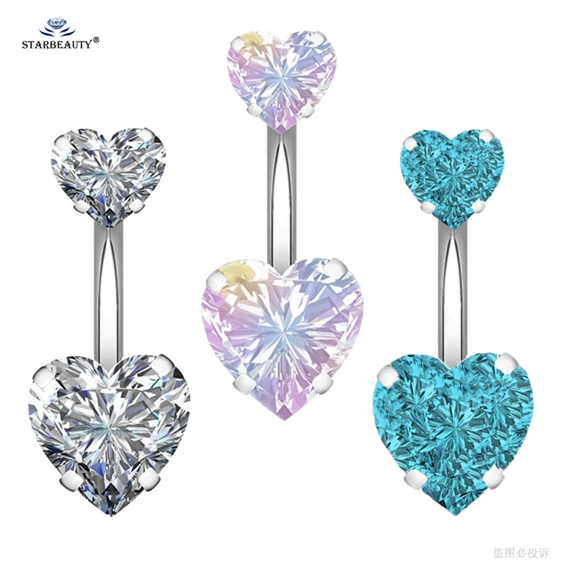 

1pc Top Bijoux Double Heart Belly Piercing Nombril Belly Button Rings Navel Piercing Ombligo Sexy Belly Dance Pircing Earrings