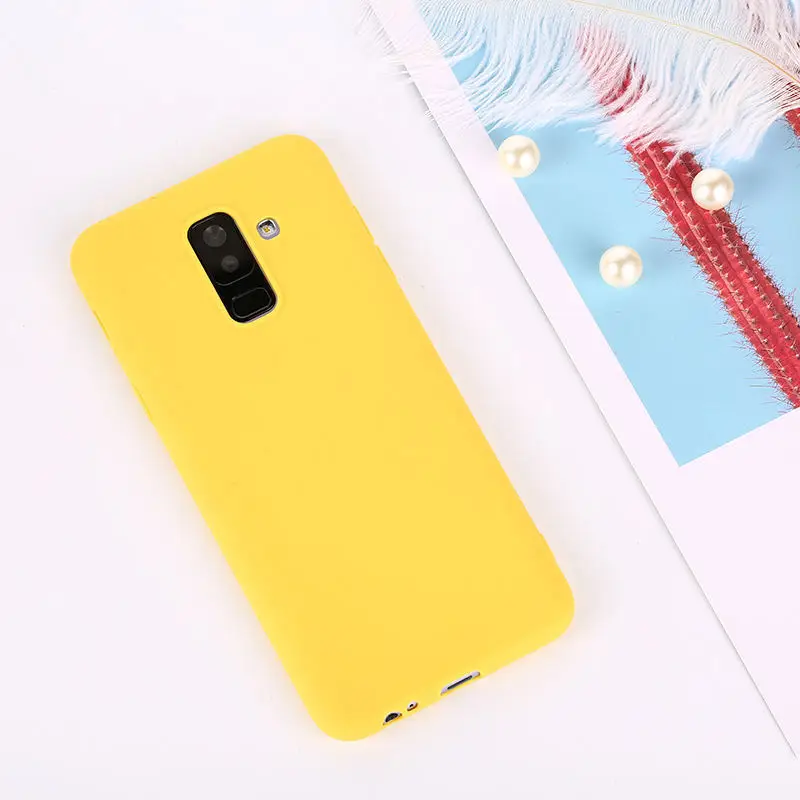 Чехлы для Samsung Galaxy A7 J4 J6 плюс J8 A6 A8 S9 S8 Plus Note 9 8 A3 A5 A7 J3 J5 J7 S7 мягкая Macaron Цвет крышка - Цвет: Yellow