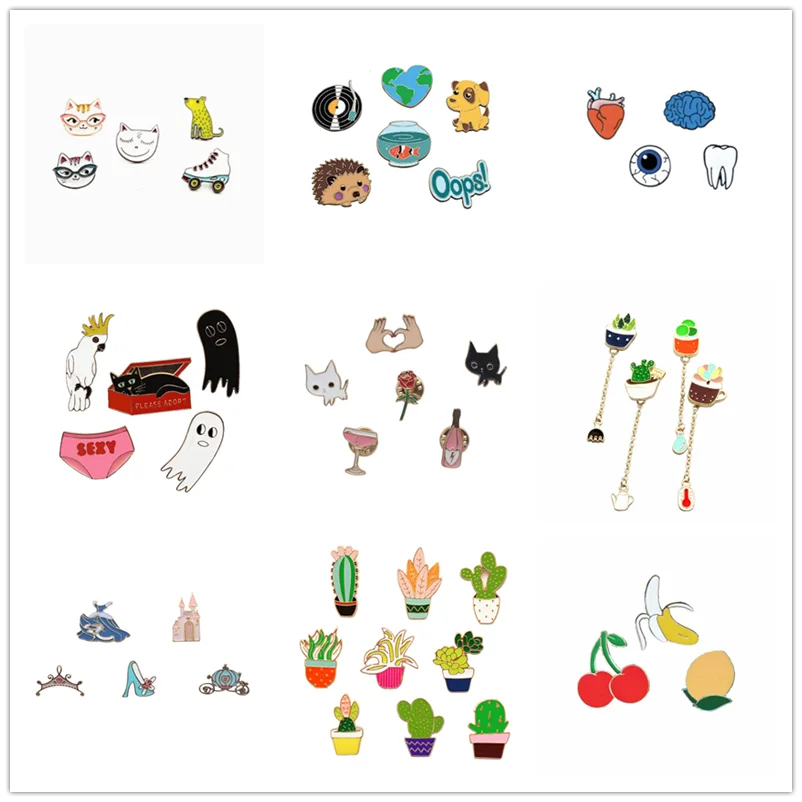 

1 Set Metal Cartoon Badges for Clothes Cactus Brooch Badge Free Shipping Icons on Backpack Pins for Clothes