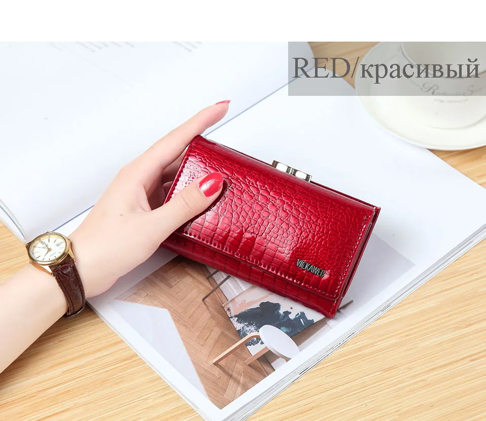 VICKAWEB Mini Women Purses Alligator Hasp Ladies Wallets Purse Woman Fashion Short Genuine leather Wallet Women Small Wallet-AE214-005