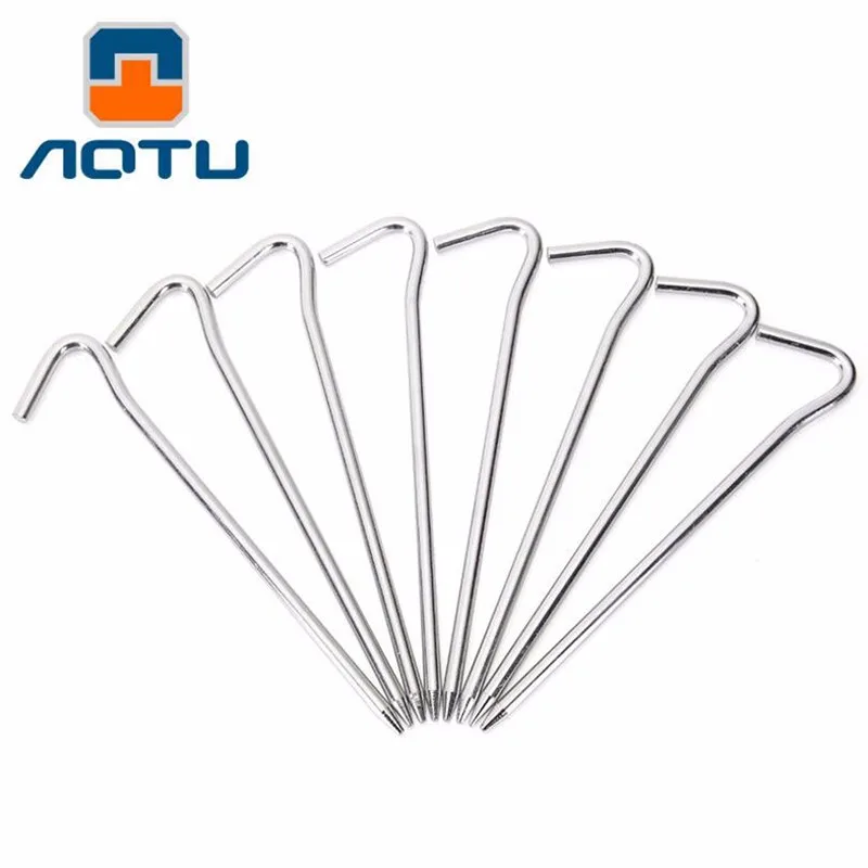 8pcs Aluminum Alloy Tent Pegs Nail Outdoor Camping Accessory Sand Stakes Rope  Peg Round With Hooks Hiking  Accessories 155mm (1)