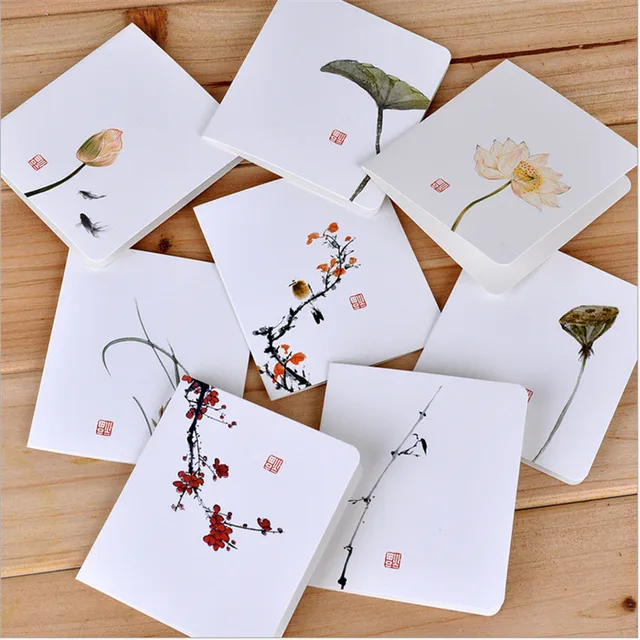 10pcs mixed classical chinese wind flower dragonfly mini cards set