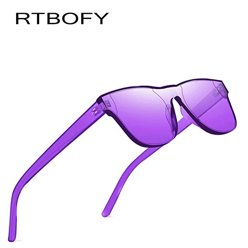 RTBOFY яркие Квадратные Солнцезащитные очки в оправе без оправы прозрачные линзы