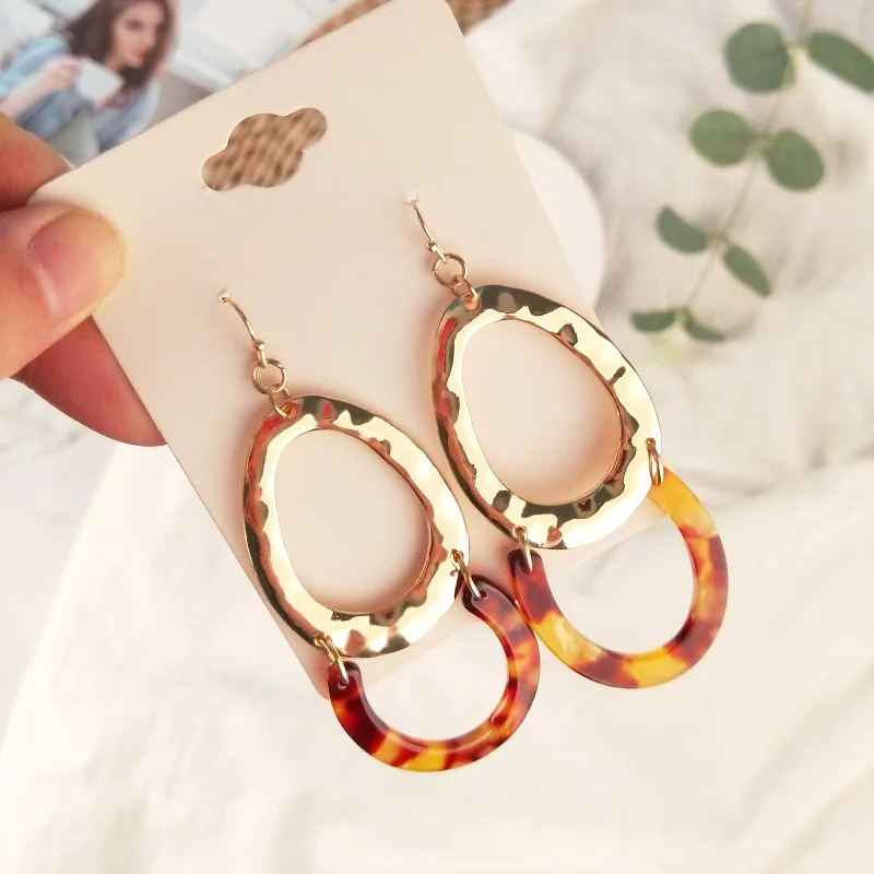 Guanlong Vintage Acetic Acid Acrylic Dangle Long Earing for Women Geometric Metal Acetate Resin Big Earring Girl Jewelry Brincos (2)