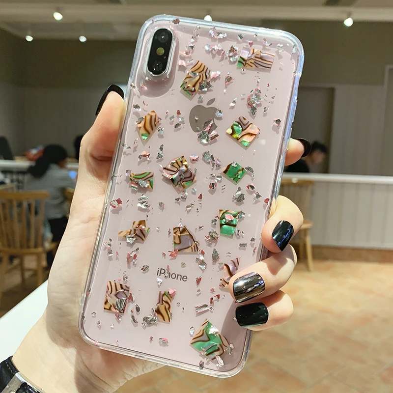 

Shiny Gold foil glitter phone case for iphone XR X XS Max soft silicone case For iphone 7 8 6 6s Plus case back cover