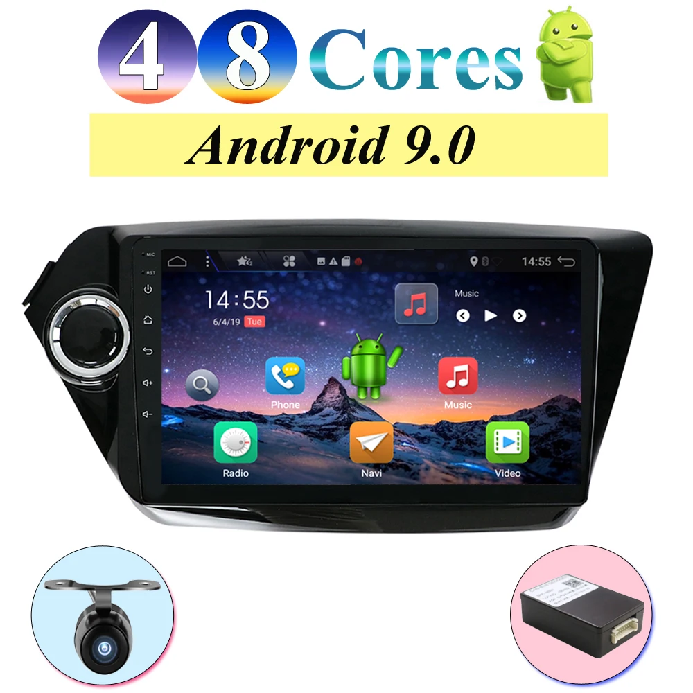 

Android 9.0 Car Radio Multimedia Video Player Navigation GPS For KIA K2 RIO 3 4 2011-2018 sedan 2 din 4G RAM rear view camera