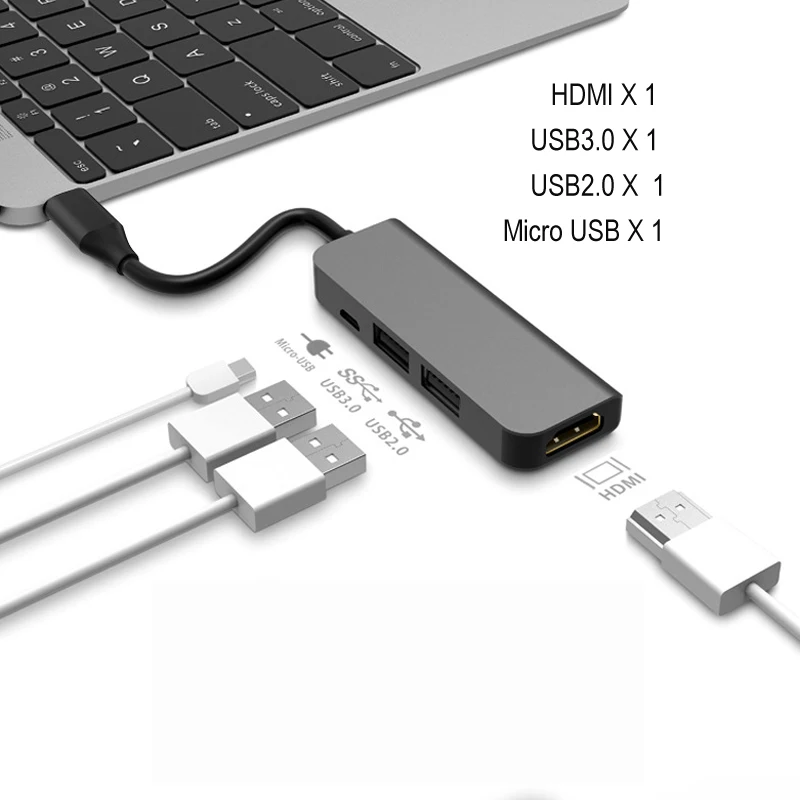 USB концентратор C для Мульти USB 3,0 HDMI адаптер док-станция для MacBook Pro Аксессуары USB-C Тип C 3,1 сплиттер 3 порта USB C