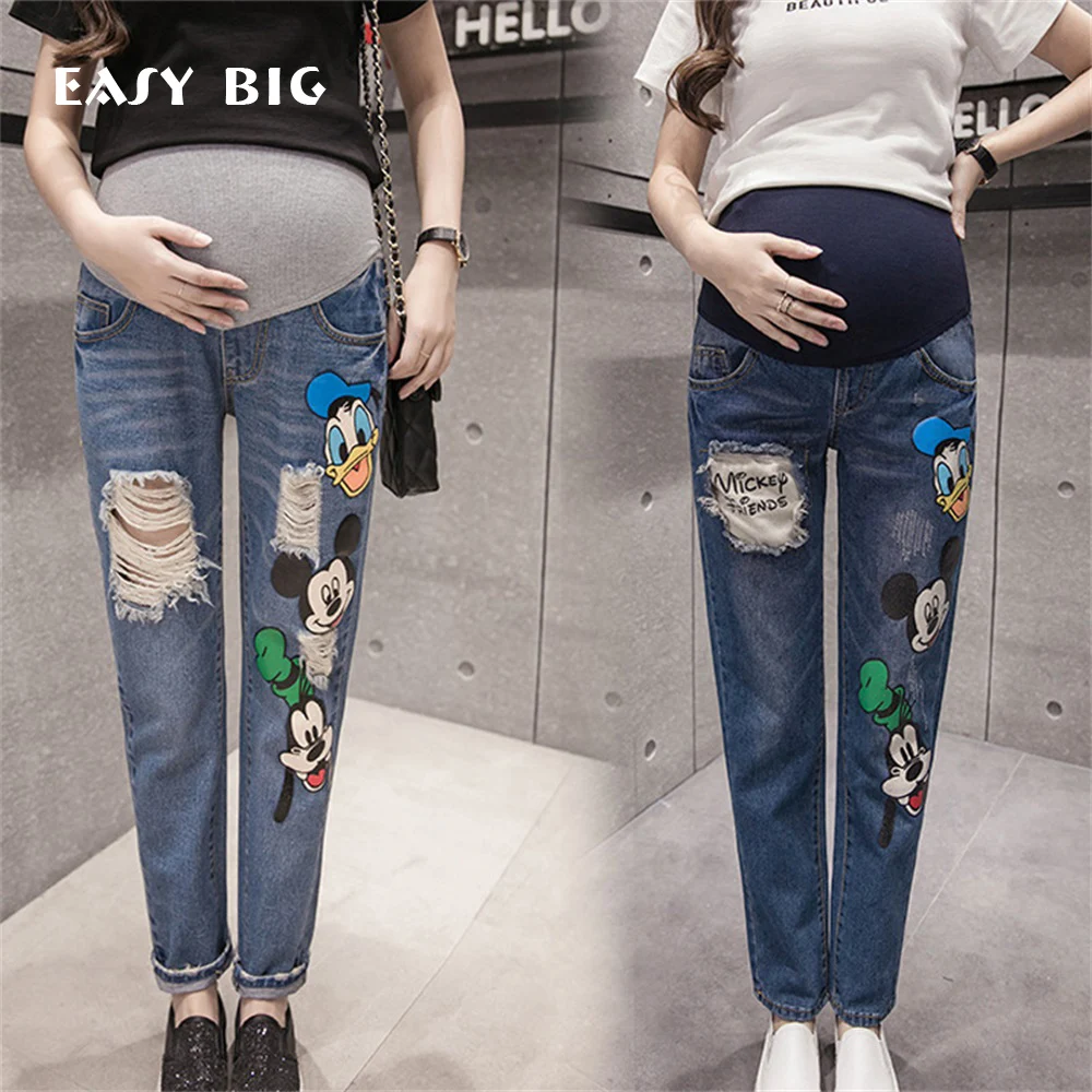 

EASY BIG Spring Autumn Women Maternity Jeans Pants For Pregnant Nursing Jeans Skinny Maternity Trousers For Pregnancy MC0048