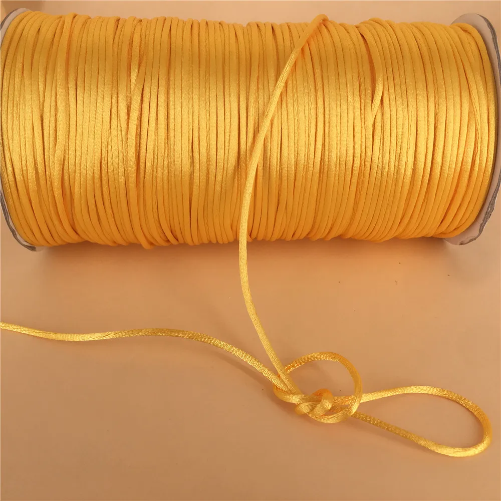 2 мм X 20 метров цвет золотой китайский узел, сатиновый шнур для плетеной веревки, ювелирное изделие, бисерная Веревка# R523