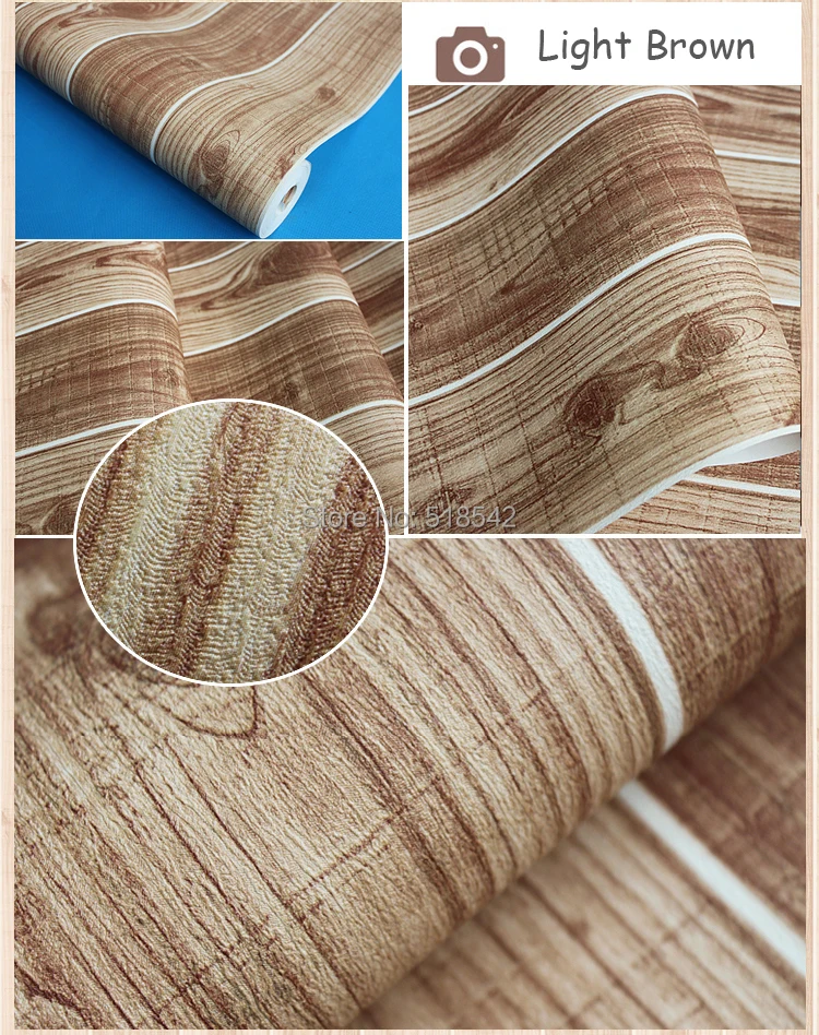 Китайский Стиль текстура древесины в полоску Гостиная Спальня стены Бумага покрытия стен рулонов Звукоизолированные моющиеся
