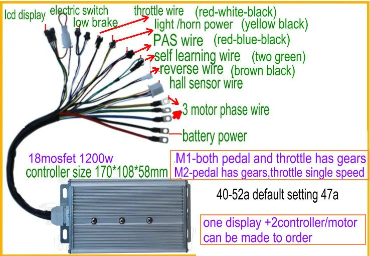 BLDC контроллер 400w450w500w600w800w1000w1200w+ ЖК-дисплей M5 24v36v48v60v для электрического велосипеда Скутер ATV MTB индикатор батареи