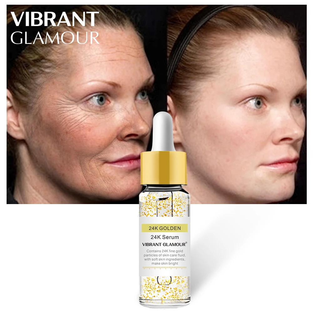 

VIBRANT GLAMOUR Gold 24K Face Serum Anti-wrinkle Firming Whitening Essence Anti-aging Serum Moisturizing Brighten Skin Care Skin