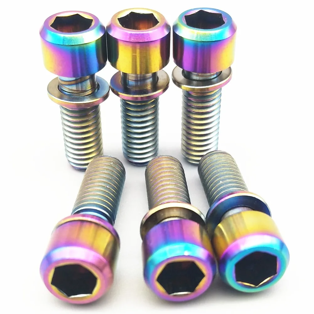 

Titanium bolts m6 w/ washer Ti bolt M6x18 Multiple color Column Hexagon Socket Ti screws Crank Lock Screw