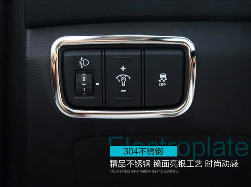 

lane legend case For Hyundai Creta IX25 2015 2016 stainless steel Headlight Lamp Switch Button Frame Cover Trim 1pcs