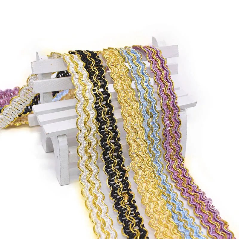 

12m Gold Silver Lace Sewing Trim Centipede Braided Lace Ribbon Home Party Decoration DIY Clothes Curve Sewing Lace