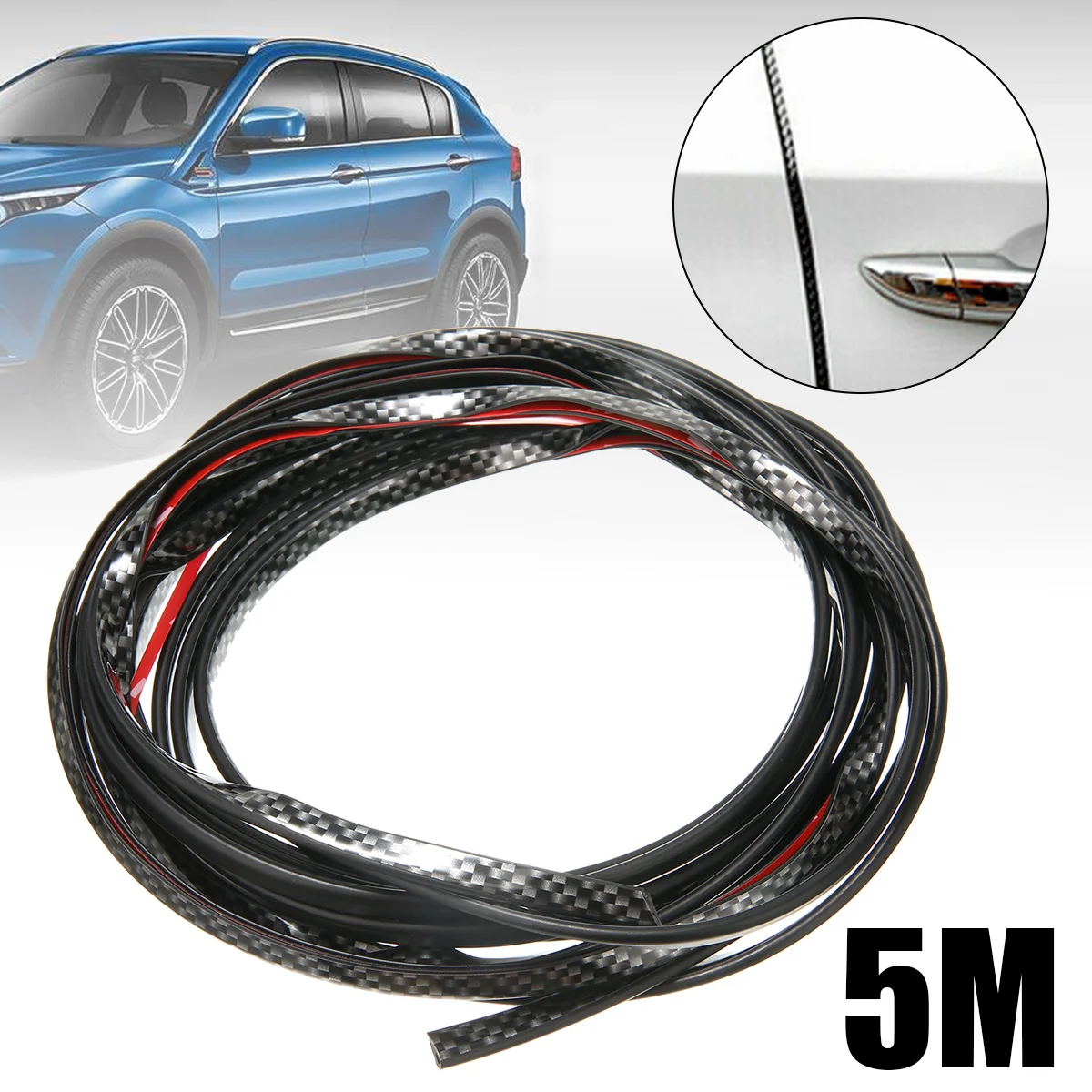 

Universal 1pc 5M Car Door Edge Guard Sealing Strip U-Shape Molding Trim Sticker Carbon Fiber Waterproof Isolator Noise