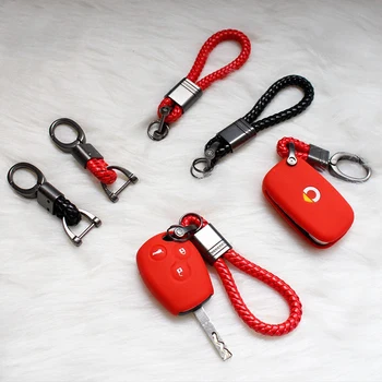 

Hand-knitted horseshoe buckle car keychain key ring car key chain ring bracket for Mercedes Smart Fortwo 450 451 Forfour453