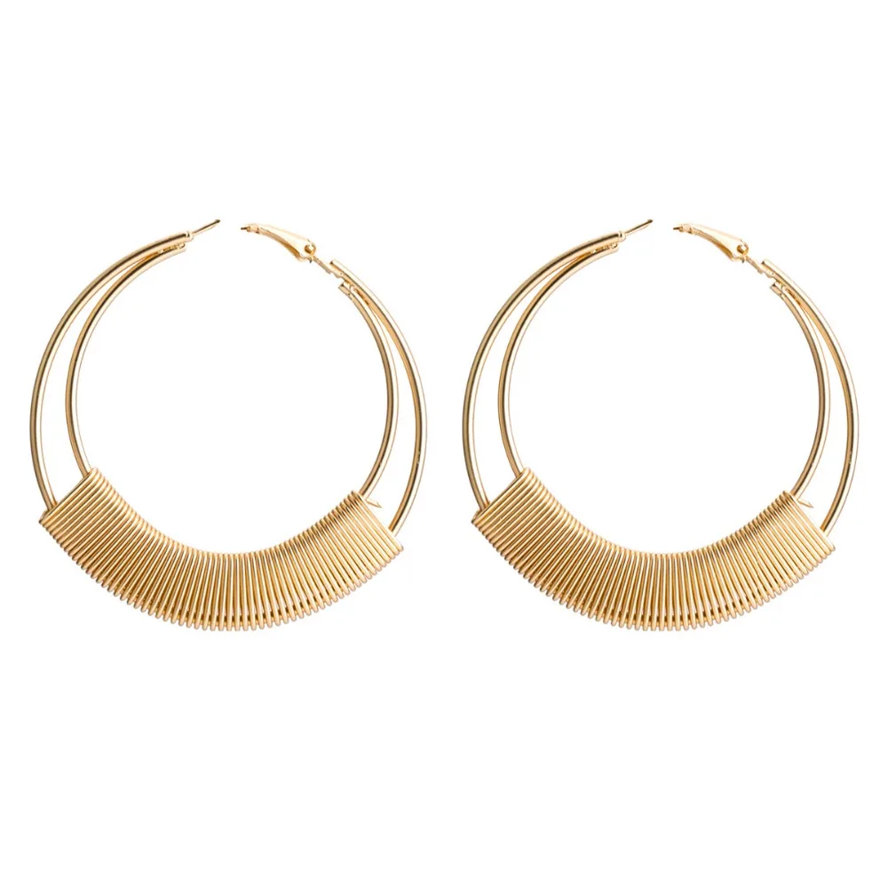 

Qiaose Metal Plated Big Hoop Earrings for Women Girls Fashion Jewelry Bohemian Collection Earrings Accessories