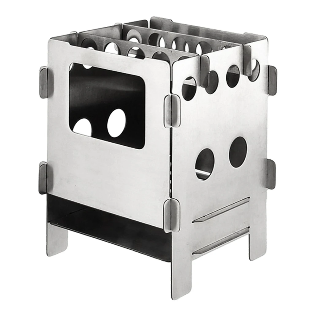 Ultra-light Outdoor Cooking Pocket Stove Backpacking Camping Folding Wood Stove Stainless Steel/ Titanium Materials