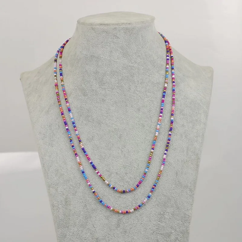 New Bohemian Colorful Beads Necklace For Dress Tassel Boho Beaded Chain