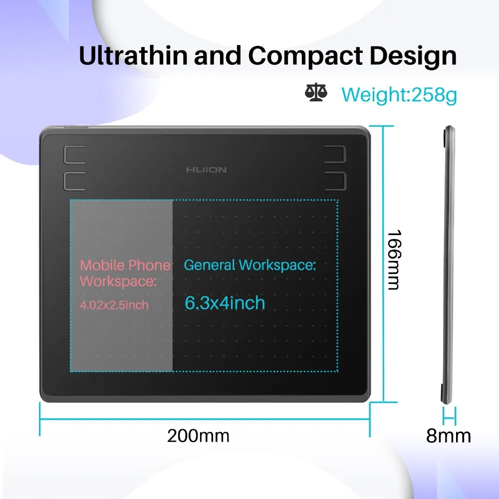 Huion новейший HS64 6x4 дюймов графический планшет цифровой планшет для рисования с аккумулятором стилус совместимый для Android Windows MacOS