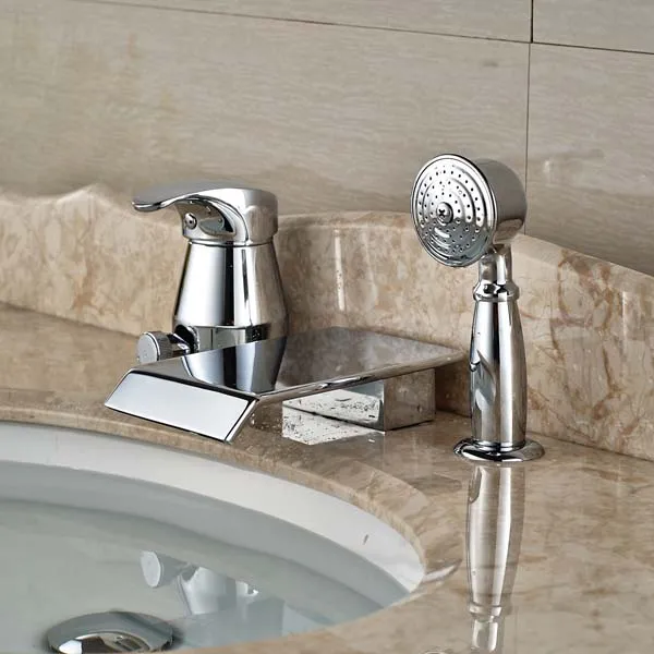 Bathroom Chrome Brass Tub Faucet W Hand Shower Sprayer Diverter