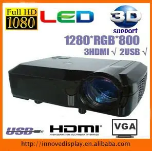 Daytime led projector daylight 120W lamp 2500lumens with 3*HDMI 2*USB free shipping | Электроника