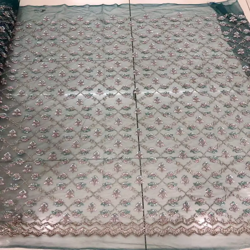 

wow handwork lace with sequin beaded African french lace wedding tulle fabric for big occasions 15 yards RG601