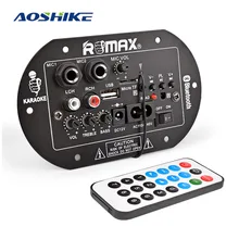 AOSHIKE усилитель сабвуфера 12 В 220 В 30 Вт двойной микрофон Bluetooth усилитель аудио доска автомобильный домашний кинотеатр звуковая система