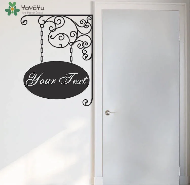 

YOYOYU Wall Decal Personalized Words Hanging Door Sign Vinyl Wall Sticker Custom Word Wallpaper Removable Art Mural Decor SY992