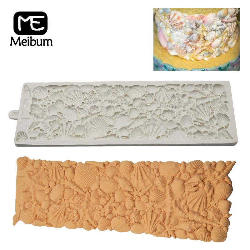

Meibum Conch Seashell Silicone Fondant Cake Mold Birthday Wedding Party Paste Sugar Craft Border Decorating Mould Baking Tools