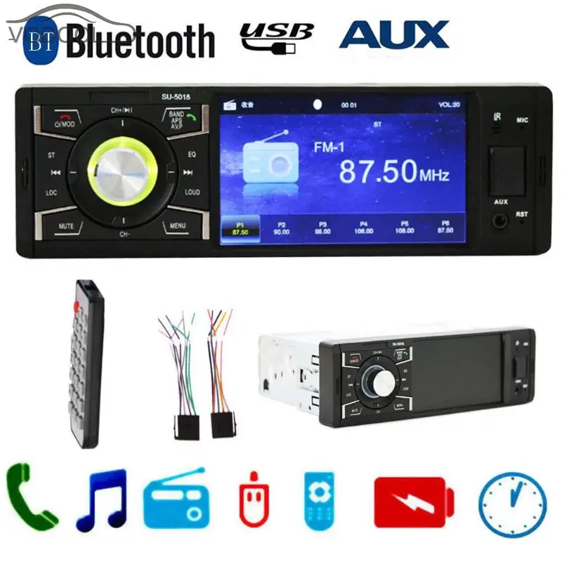 

4.1" 1 Din Car Bluetooth Handsfree MP5 Player Automobiles FM Radio Auto Stereo AUX/USB MP3 Player Autoradio Support Rearview