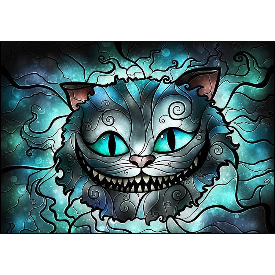

5D DIY Diamond Painting Cartoon Cheshire Cat Animal Full Drill Square Diamond Embroidery Cross Stitch Rhinestones Mosaic Picture