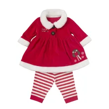 New Year Baby Girls Clothing Set Gala Christmas Top Coat Dress with Striped Leggings Outfit Xmas Costume
