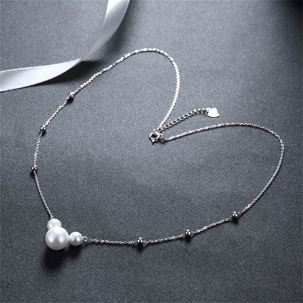 10-Boho 925 Sterling Silver Jewelry 3 Shell Pearl Maxi Choker Necklaces&Pendants For Women Vintage Bijoux Collares Mujer CN055
