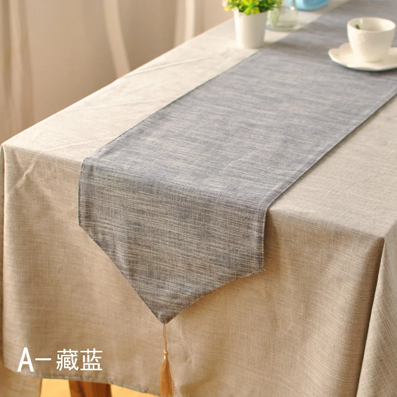 Japanese plain table runner cotton Mianma blue gray cloth modern
