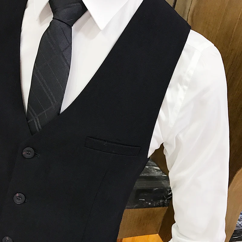 2018 High Quality Suit Vest Men Formal Bussines gilet men Slim Fit Waistcoat