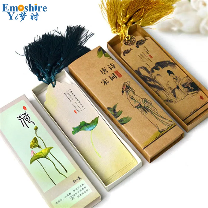 

Emoshire 8 Sheets / box Paper Bookmarks Inviting Creative Cute Retro Chinese Paper Bookmark Stationery Gift Diy Card M006