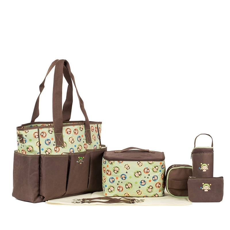 

8Pcs/Set Mummy Bag Cartoon Portable Multi-function Large Capacity Mommy Pregnant Mother Baby Travel Diaper Bag For Baby Care