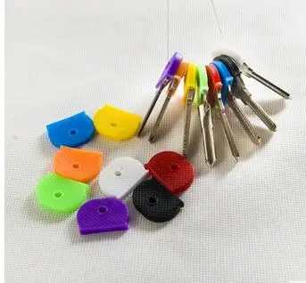 

2018 New Fashion Mixed color 16pcs Rubber Key Caps Half Round Multicolor Soft Key Locks Keys Cap Key Covers Topper Keyring