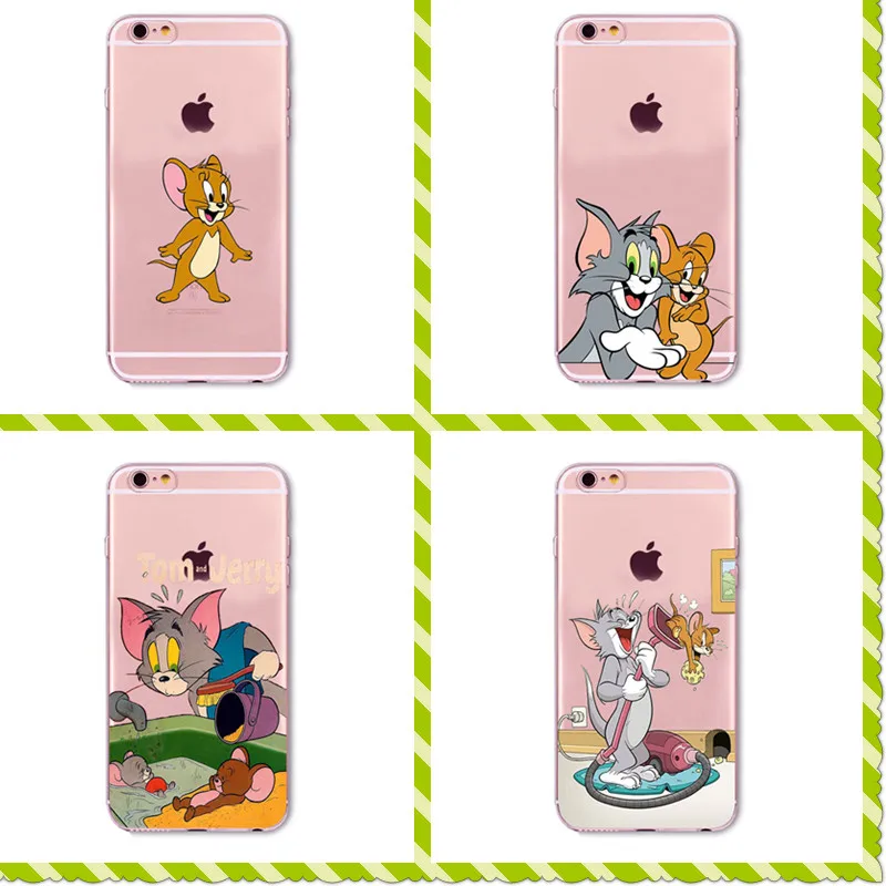 SMMNAS Tom and Jerry Cover Cover For iphone X 5s 6S Plus Quality Transparent soft silicone For samsung S6 S7 S8 plus plus Case