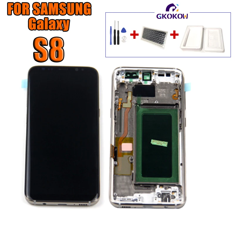 Оригинальный ЖК-дисплей с рамкой для SAMSUNG Galaxy S8 G950 G950F Plus G955 G955F сенсорный экран